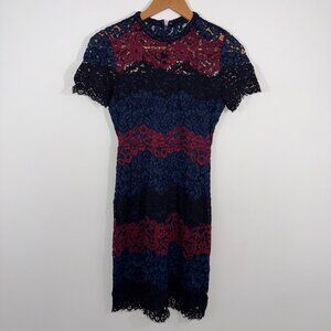 Express Lace Dress Short Sleeve Colorblock Womens Size 0
